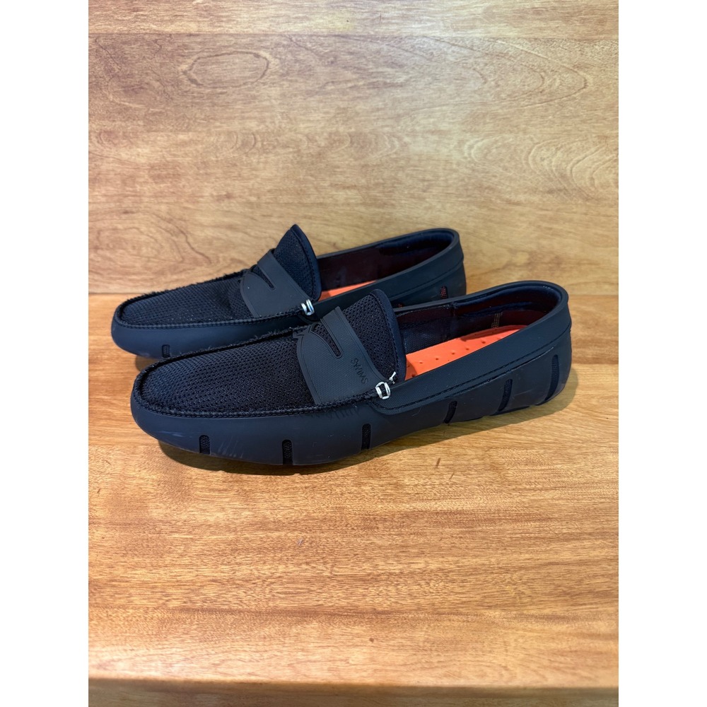 Swims Men 11 black Mesh Rubber Water Boat Shoes driving loafers preppy slip on